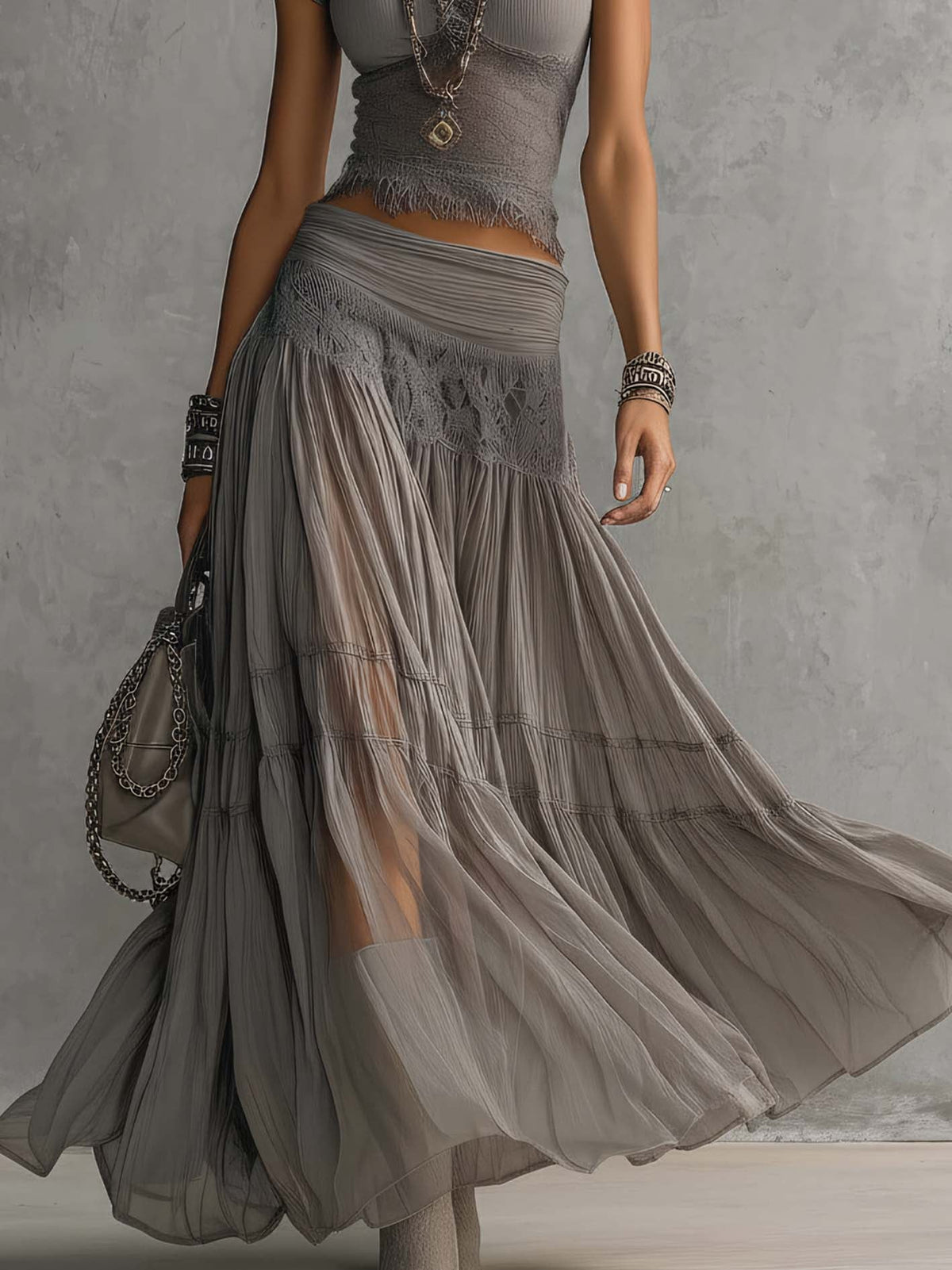 MILENA – Gray Lace Set