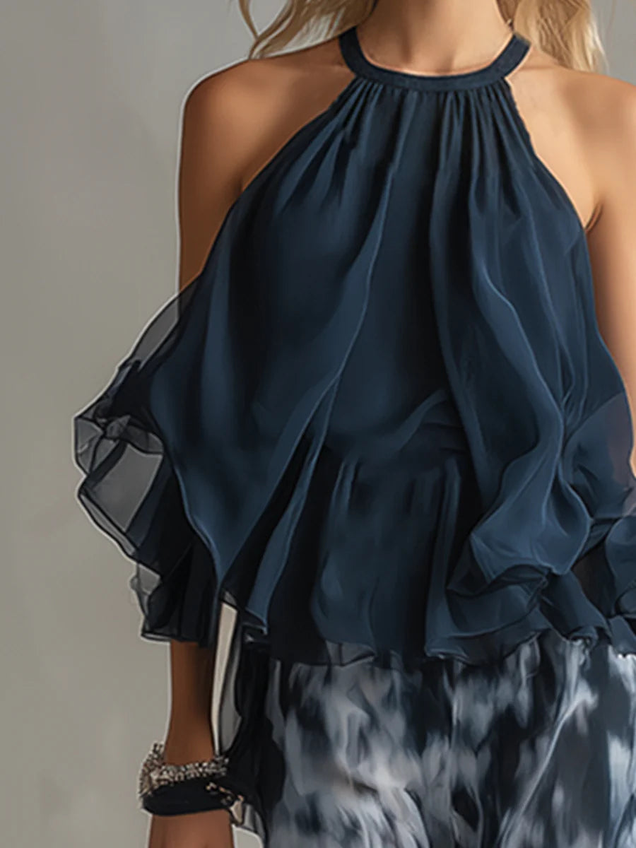 Imani | Halter Top & Printed Wide-Leg Pants Set