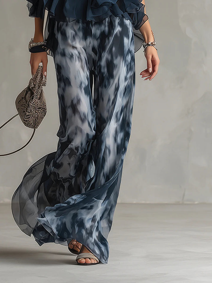 Imani | Halter Top & Printed Wide-Leg Pants Set