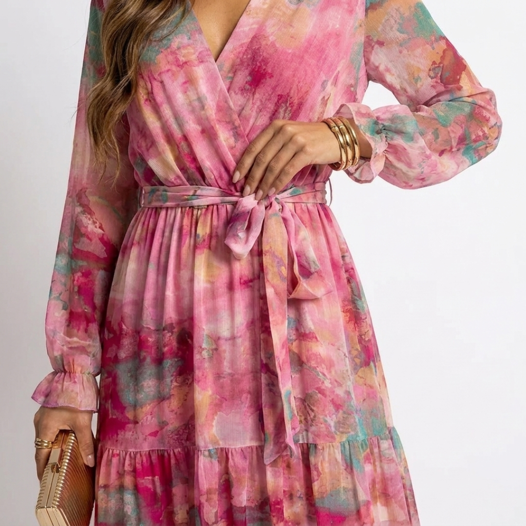 Luzia - Dress with wrap design and floral pattern