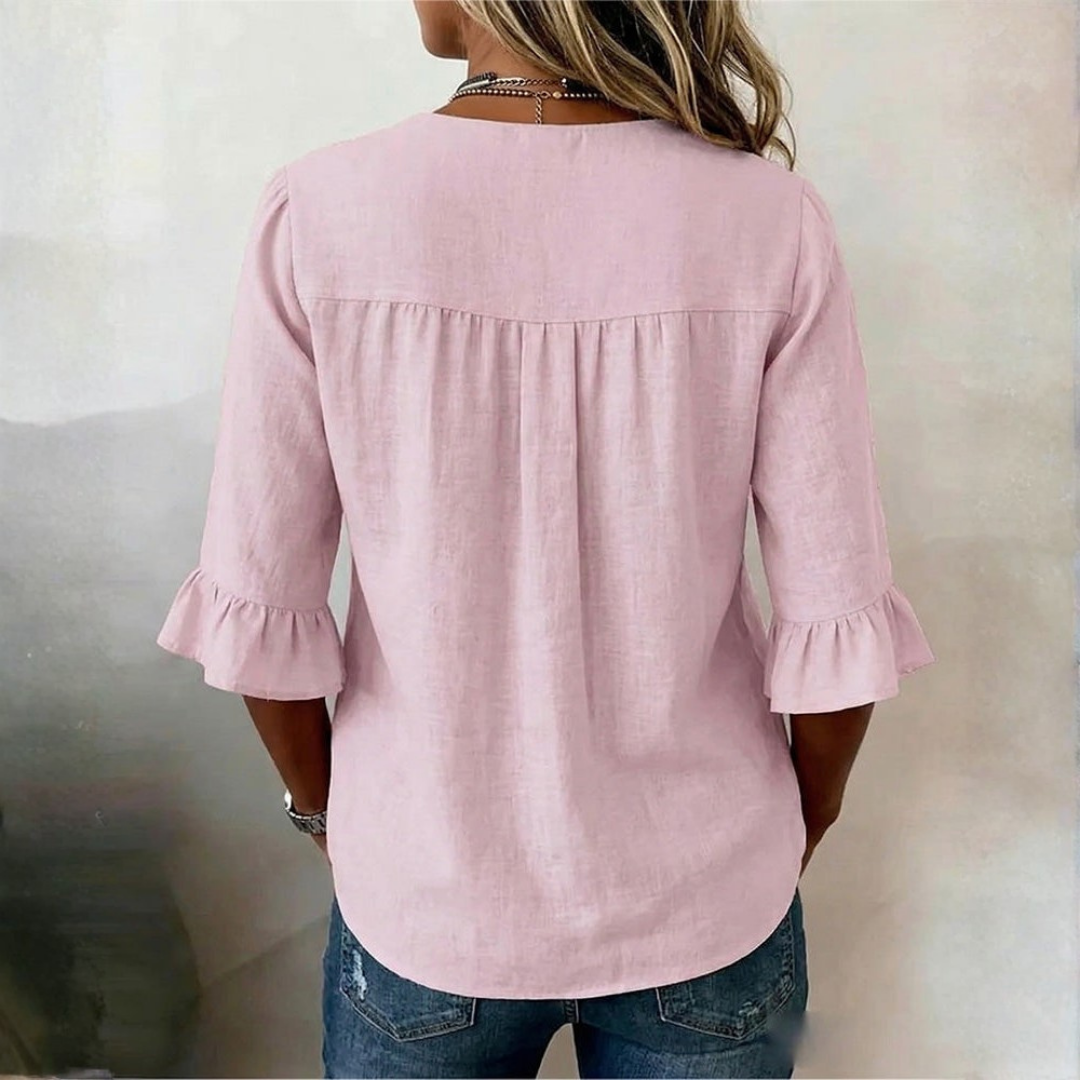 Maeve | Buttoned Ruffle Blouse