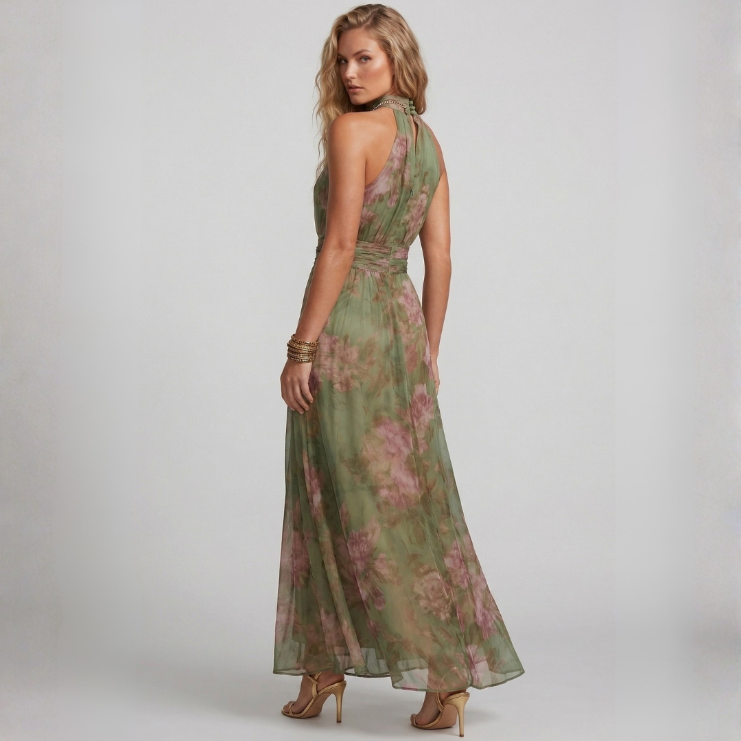 Theia - Green Floral Maxi Dress