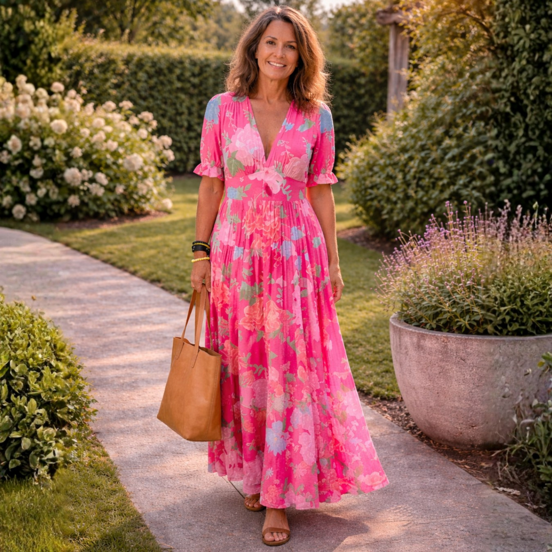 Ruby | Floral V-Neck Midi Dress