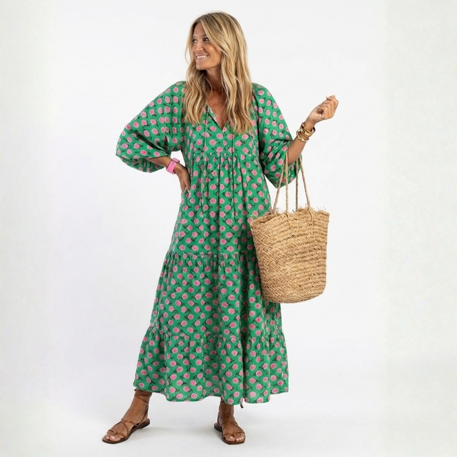 Louisa | Floral V-Neck Midi Dress