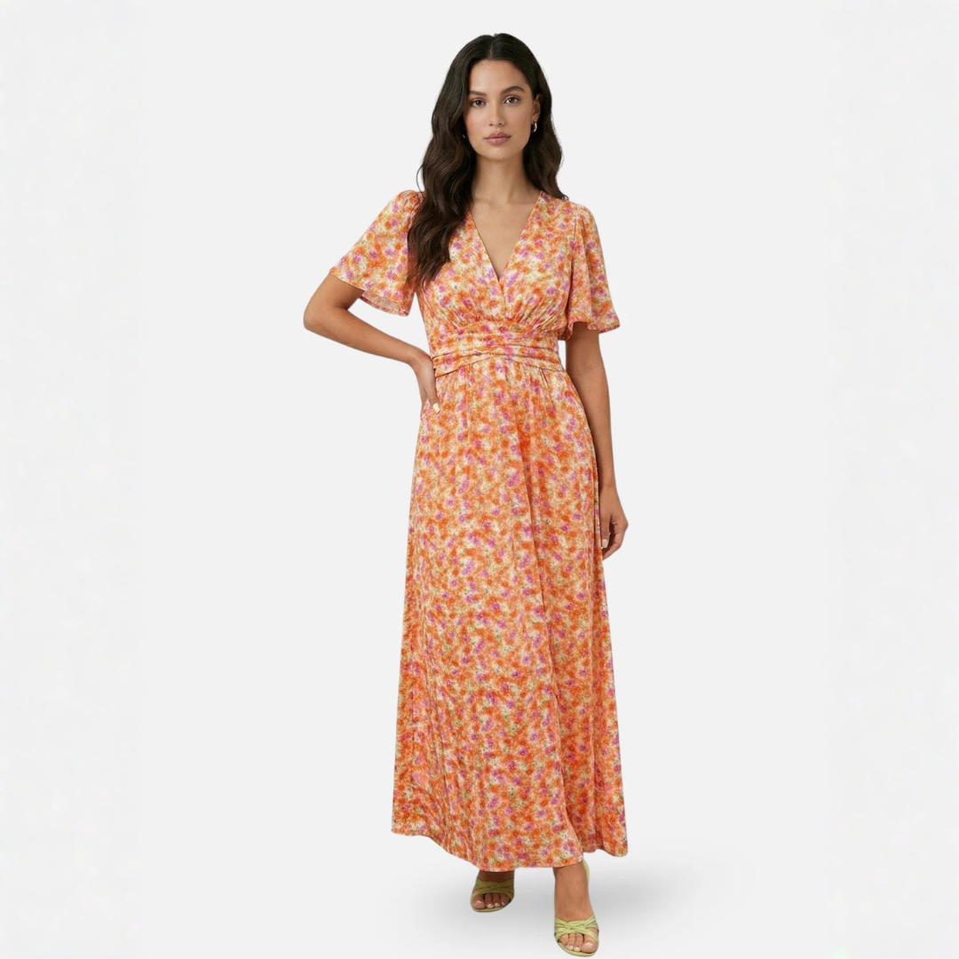 Carly | Long Printed V-Neck Dress for Women