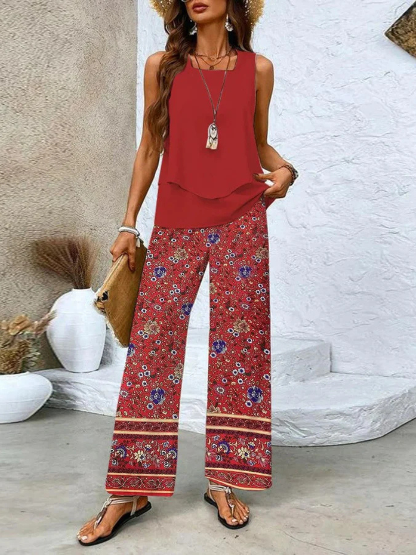 Ovelynra™ | Sleeveless Top and Wide Leg Pants