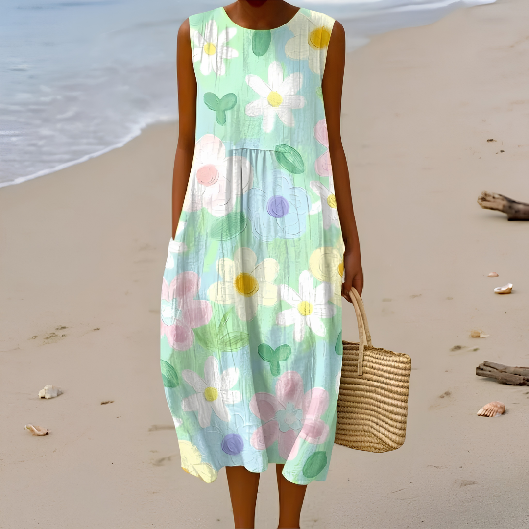 Kristy | Pastel Blossom Midi Dress