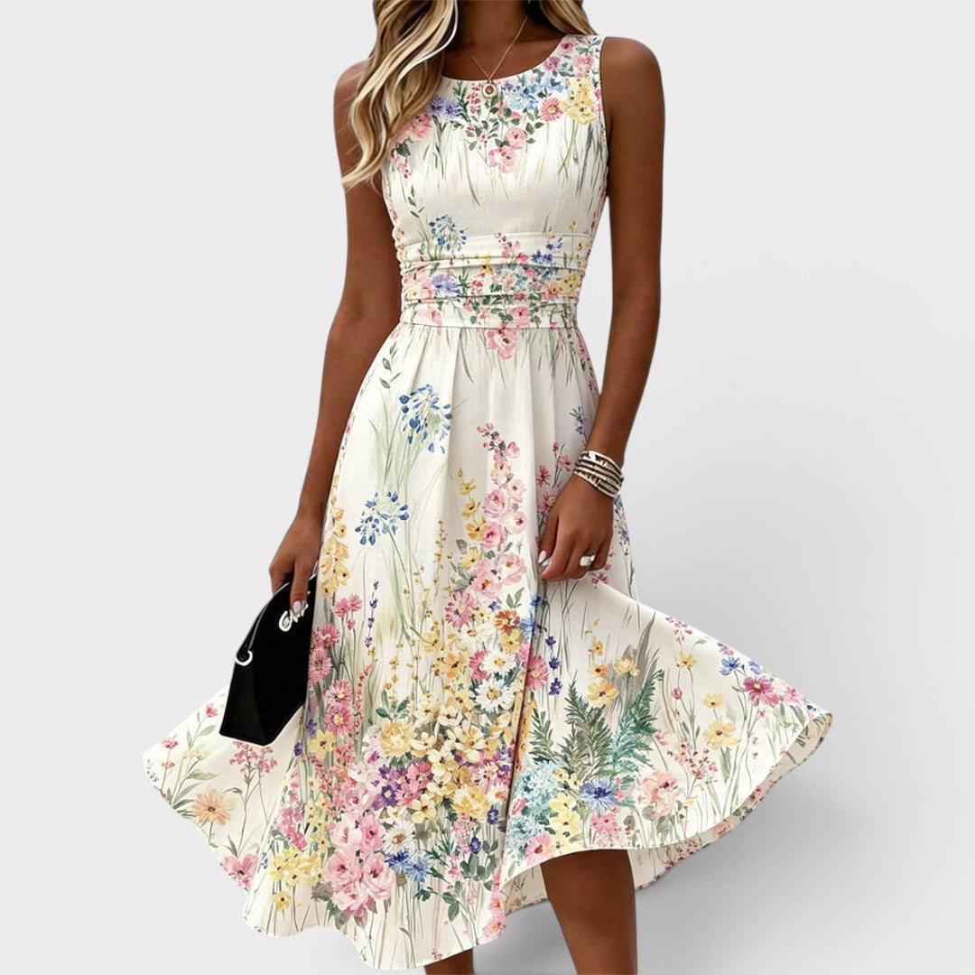 Pearl | Floral Sleeveless Midi Dress