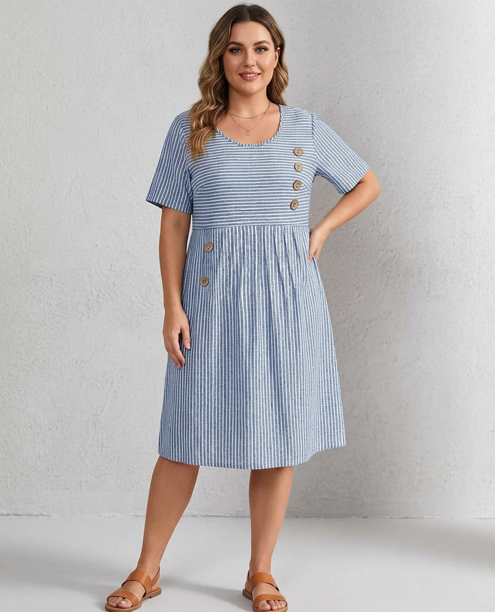 Pia - Striped Button Dress