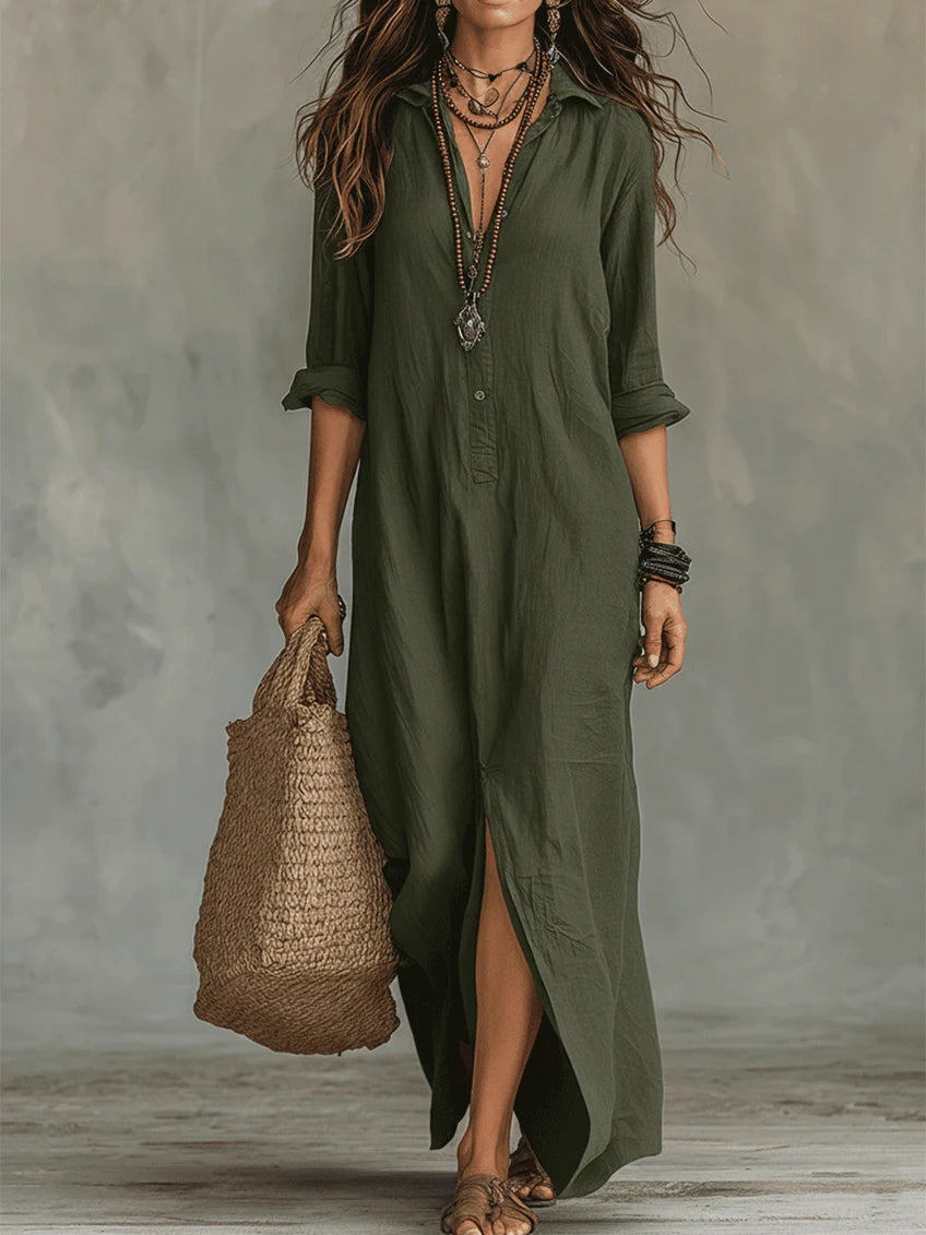 Soline | Maxi dress with buttons and relaxed V-neck