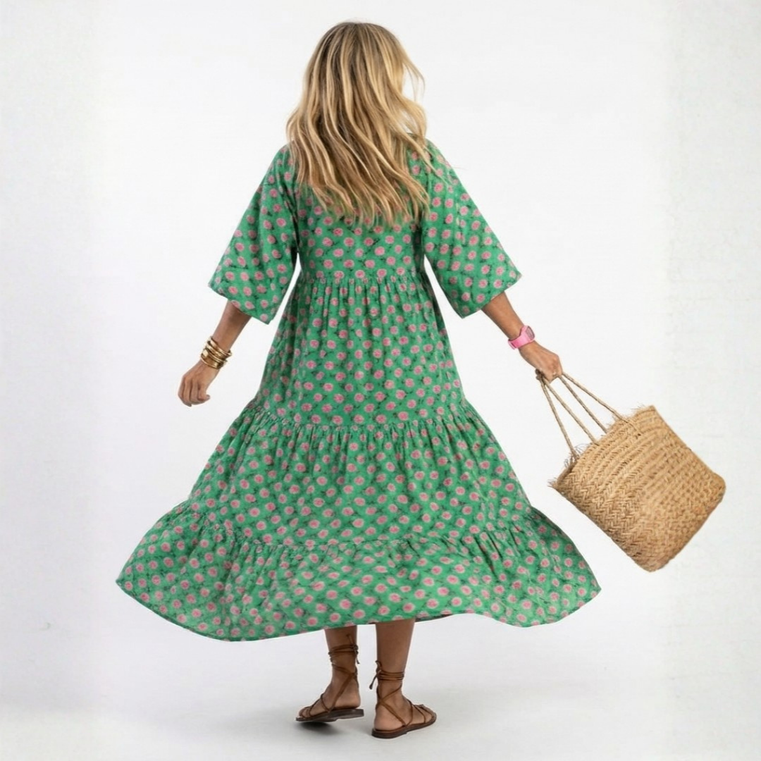 Louisa | Floral V-Neck Midi Dress