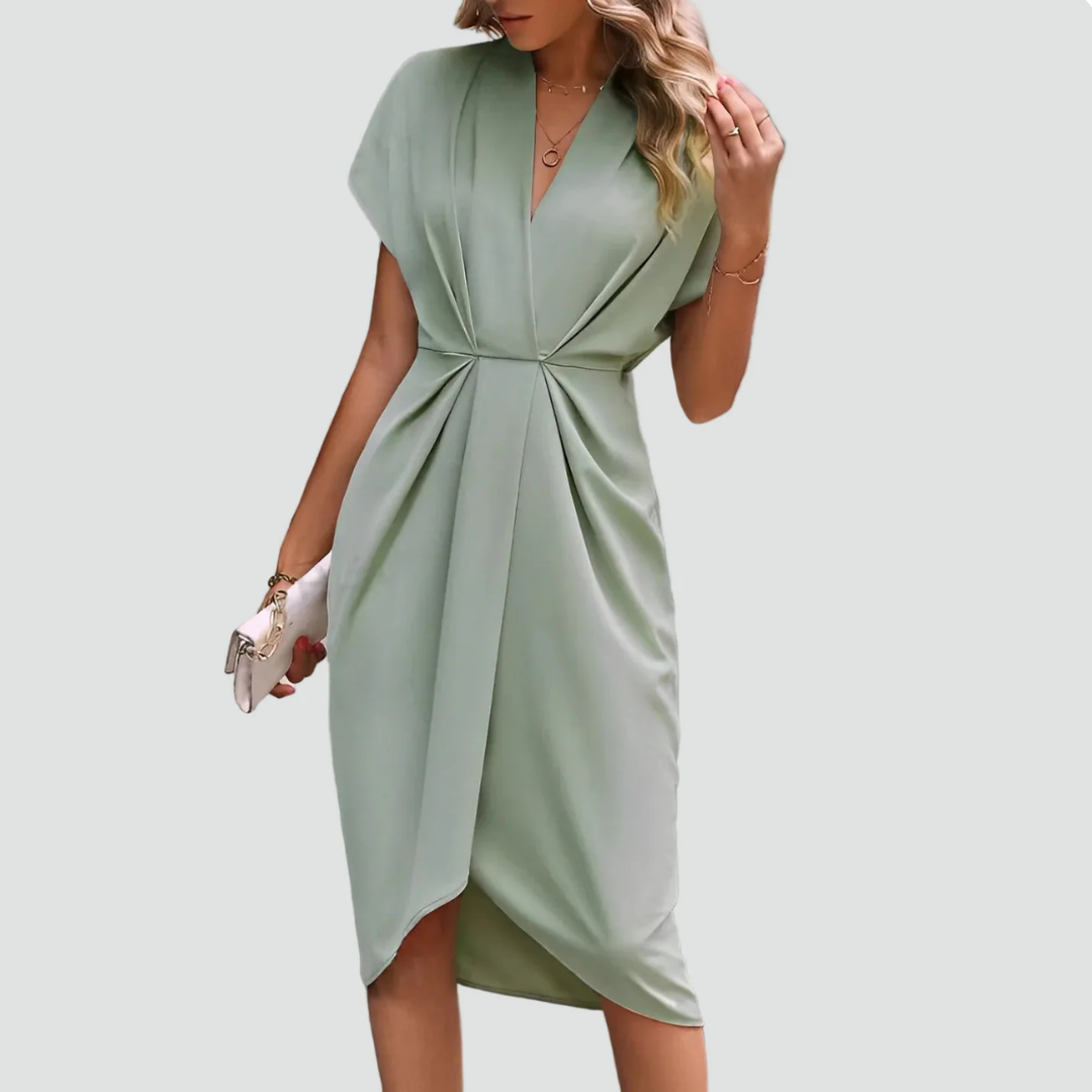 Mallory | Elegant women's wrap midi cocktail dress