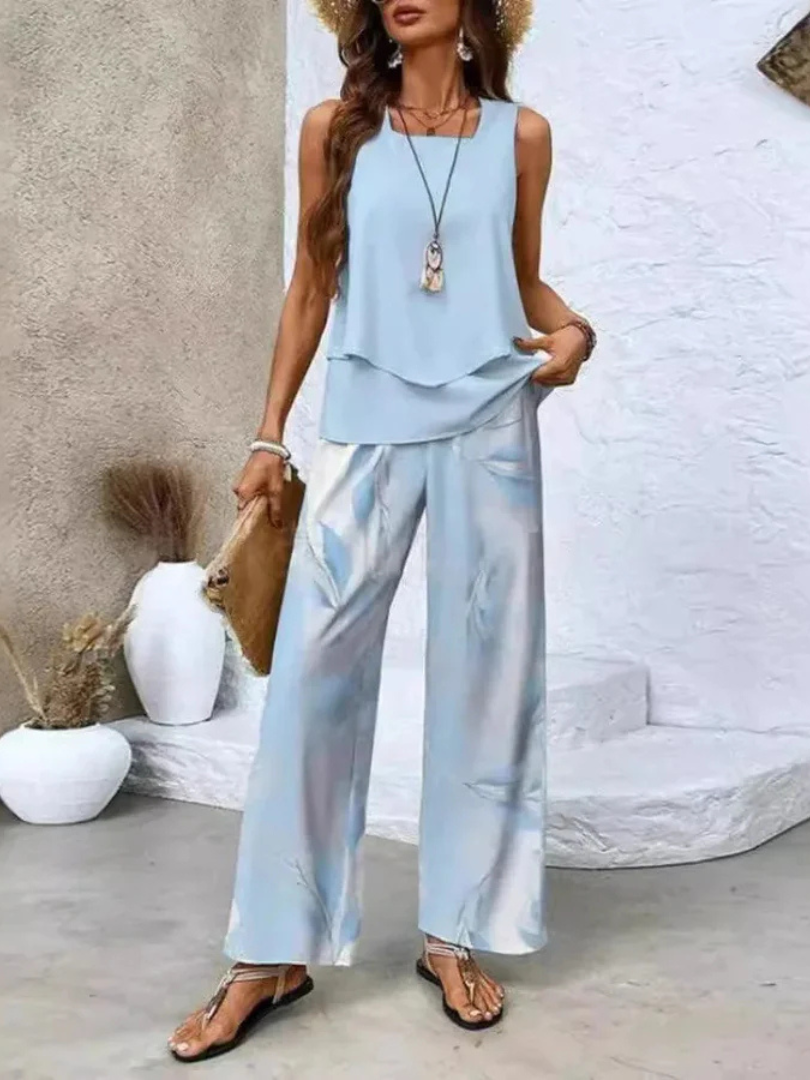 Ovelynra™ | Sleeveless Top and Wide Leg Pants