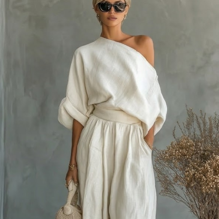 Cassidy | Elegant One-Shoulder Two-Piece Set