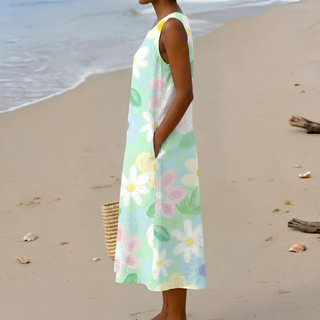 Kristy | Pastel Blossom Midi Dress
