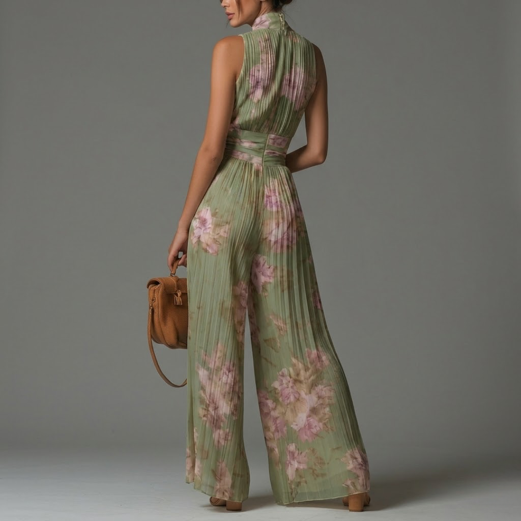 Abby | Pleated Floral Jumpsuit