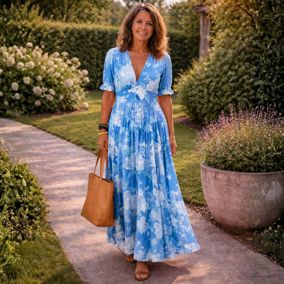 Ruby | Floral V-Neck Midi Dress