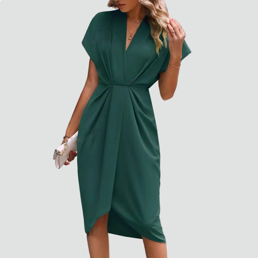 Mallory | Elegant women's wrap midi cocktail dress