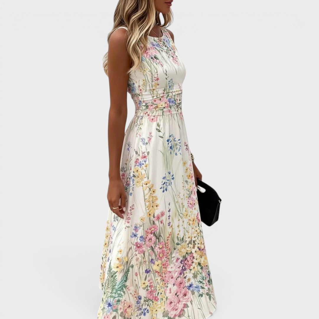 Pearl | Floral Sleeveless Midi Dress