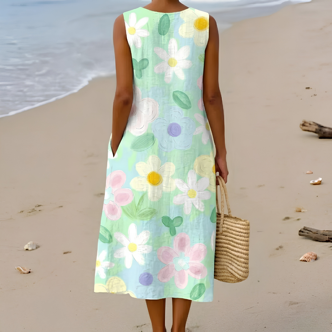Kristy | Pastel Blossom Midi Dress