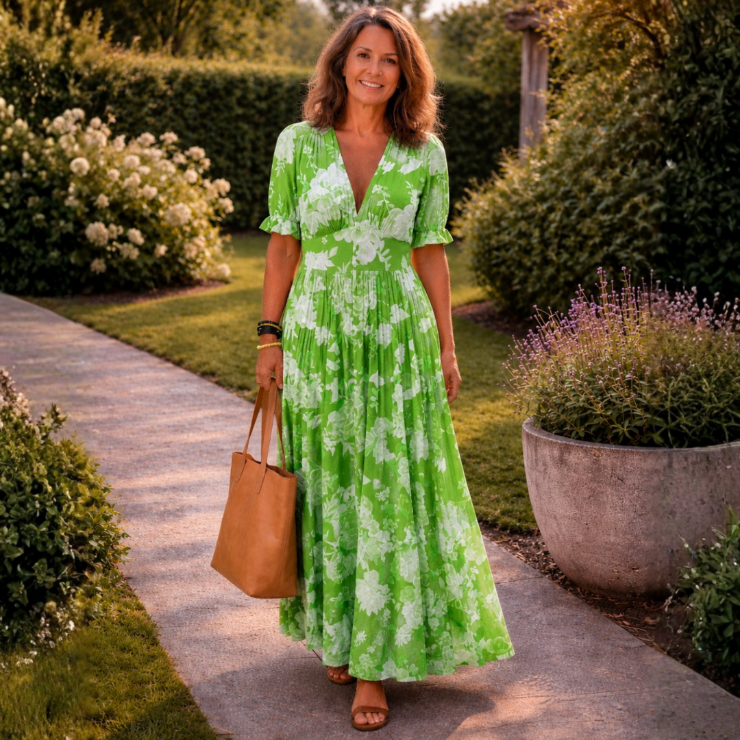Ruby | Floral V-Neck Midi Dress