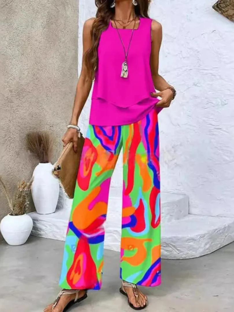 Ovelynra™ | Sleeveless Top and Wide Leg Pants