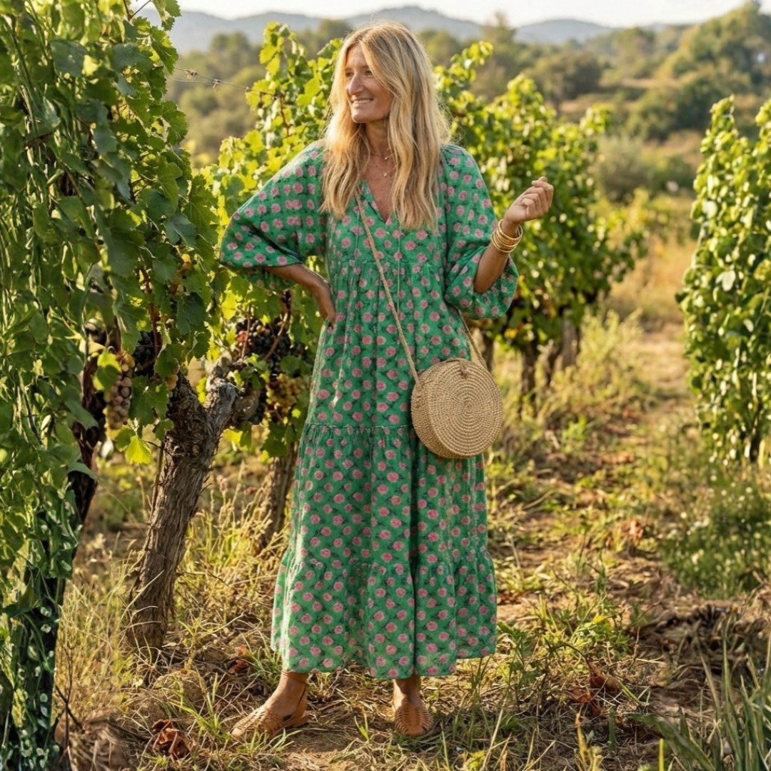 Louisa | Floral V-Neck Midi Dress