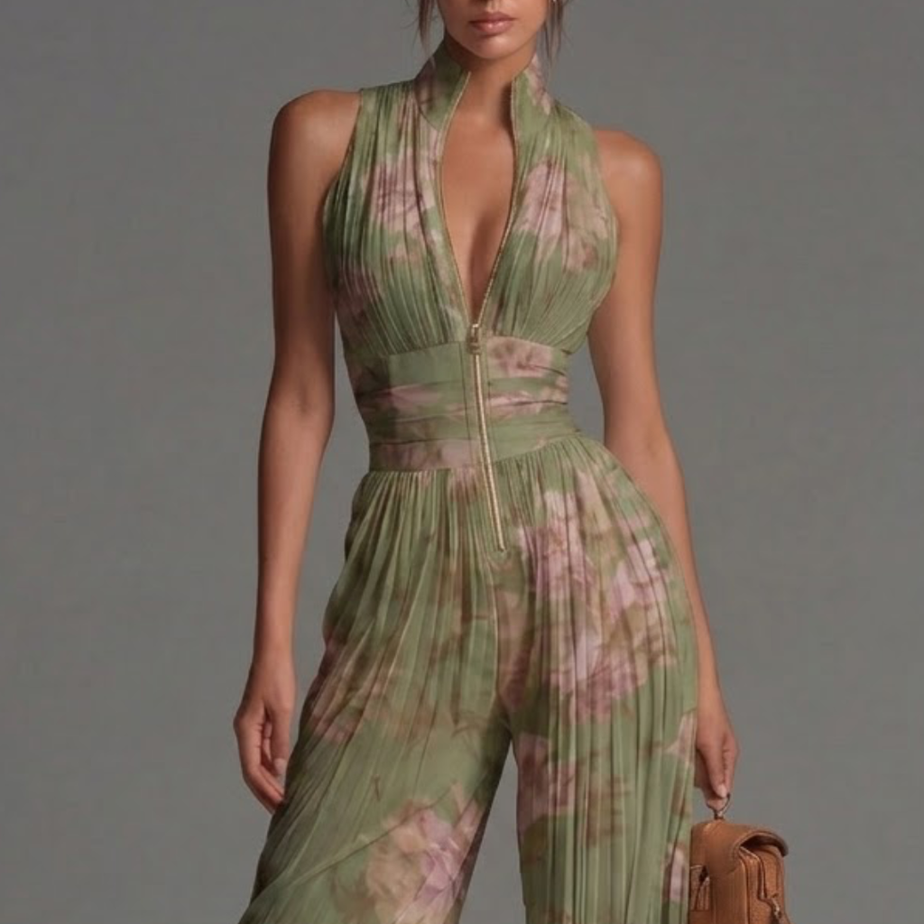Abby | Pleated Floral Jumpsuit