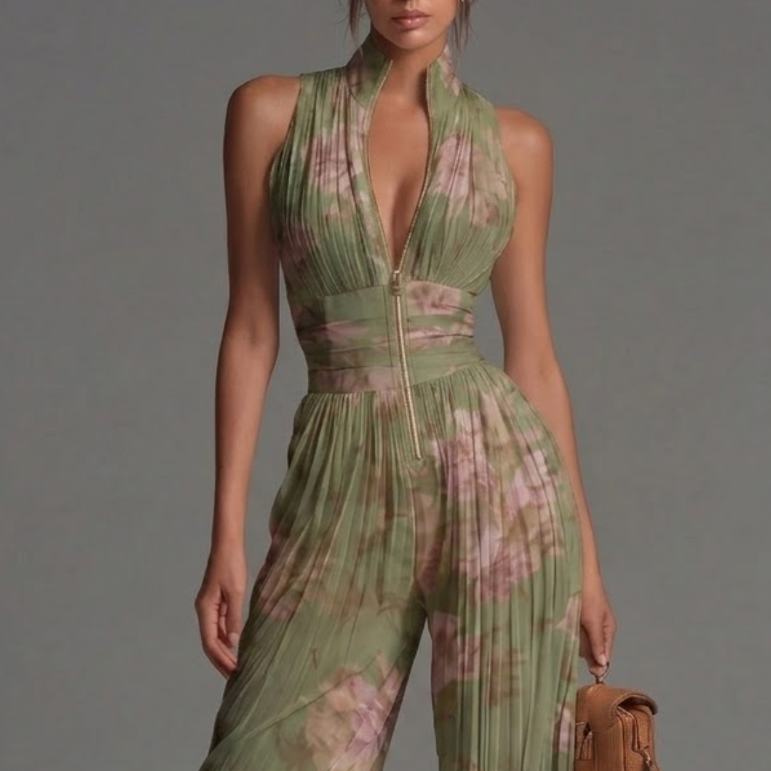 Abby | Pleated Floral Jumpsuit
