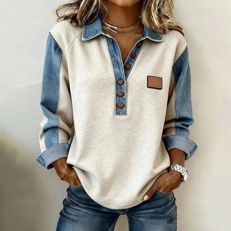 Emily | Vintage Lapel Sweatshirt