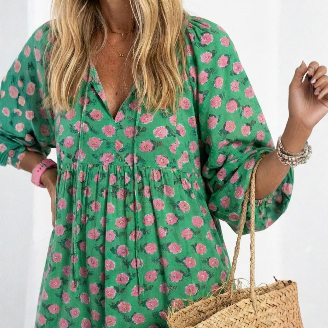 Louisa | Floral V-Neck Midi Dress