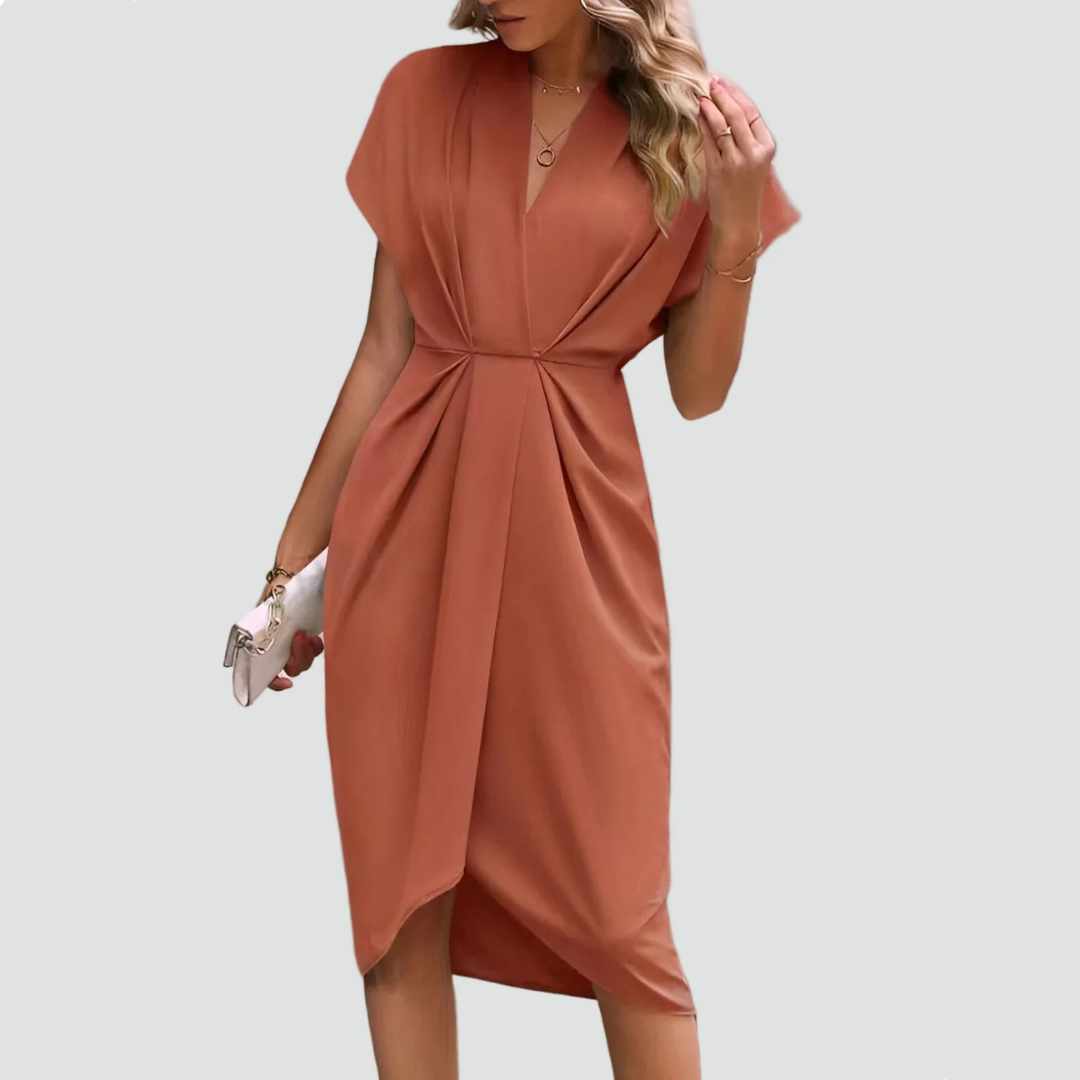 Mallory | Elegant women's wrap midi cocktail dress