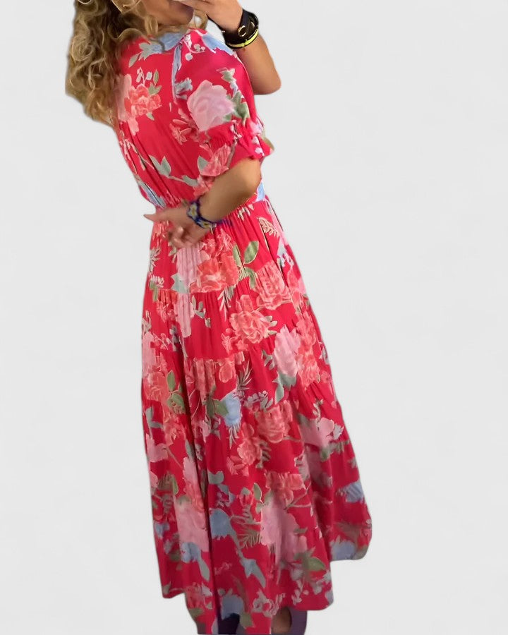 Miriam – Floral Dress with V-Neck