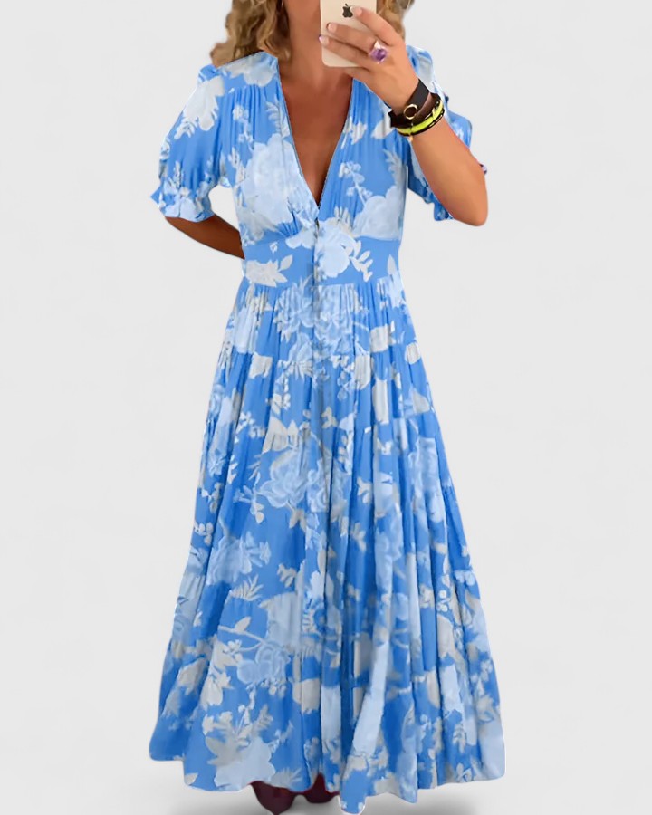 Miriam – Floral Dress with V-Neck