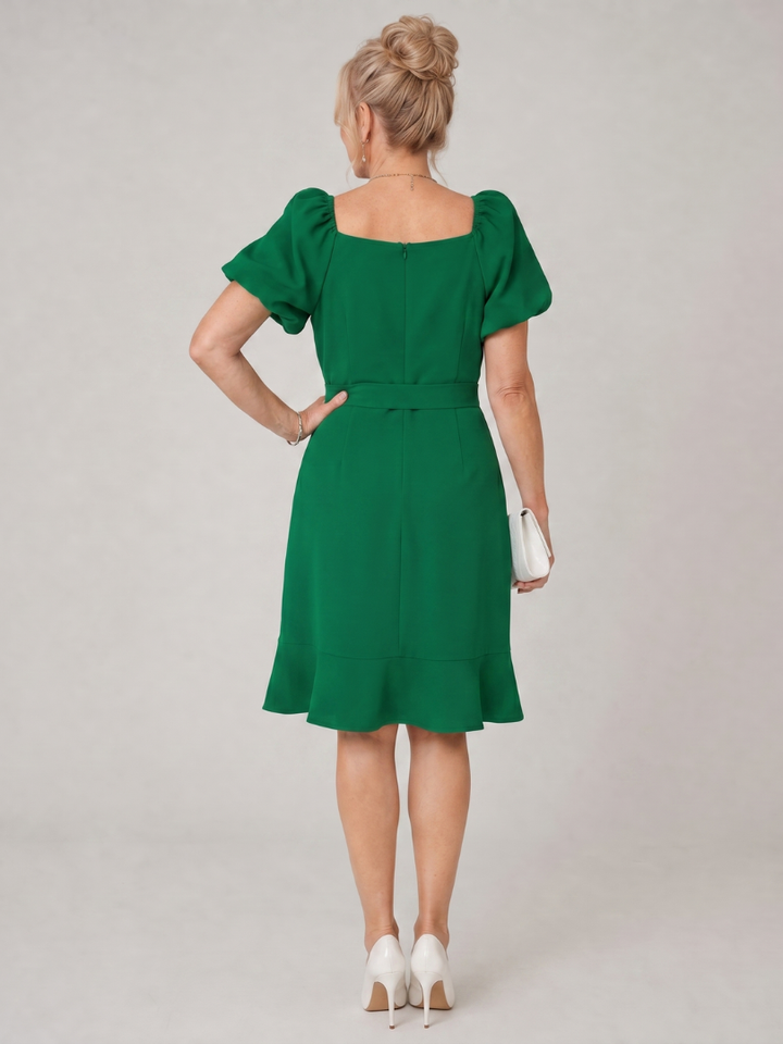 Ruosa | Short Puff Sleeve Side Tie Detail Mini Dress