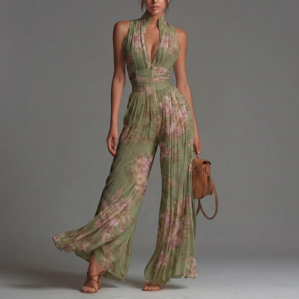 Abby | Pleated Floral Jumpsuit