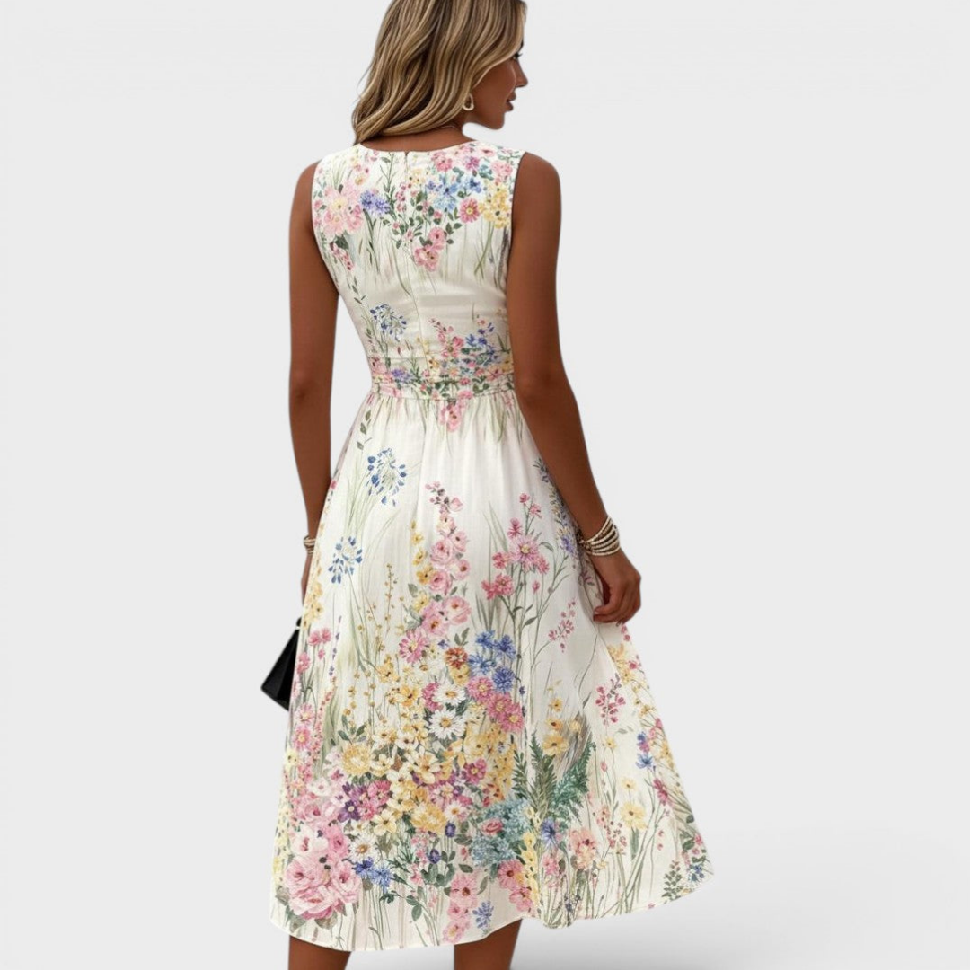 Pearl | Floral Sleeveless Midi Dress