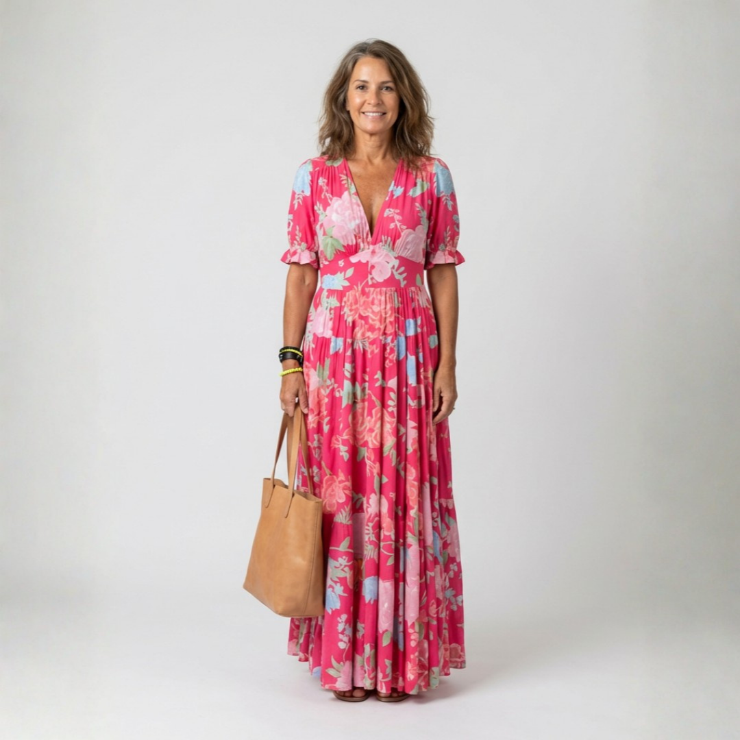 Ruby | Floral V-Neck Midi Dress