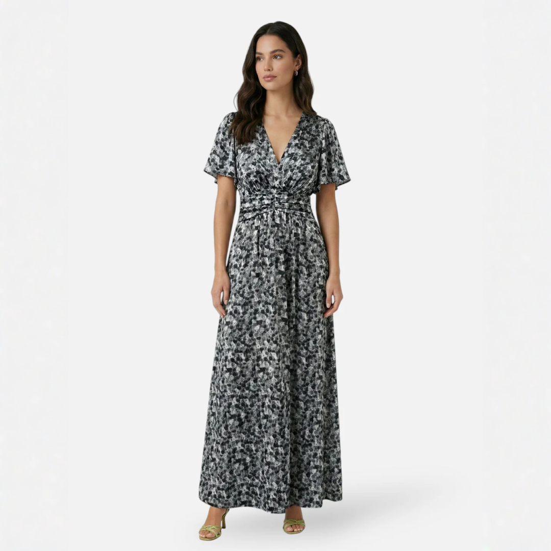 Carly | Long Printed V-Neck Dress for Women