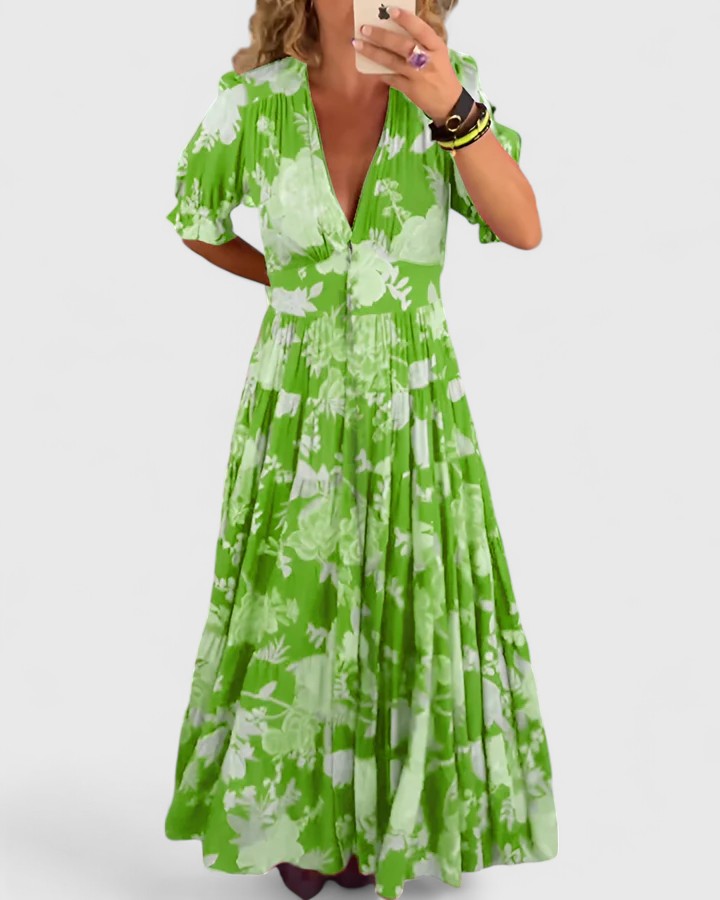 Miriam – Floral Dress with V-Neck