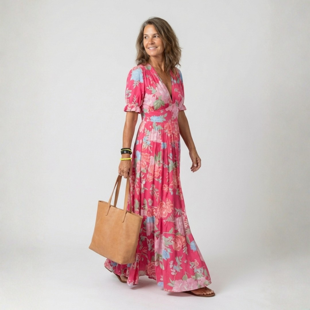 Ruby | Floral V-Neck Midi Dress