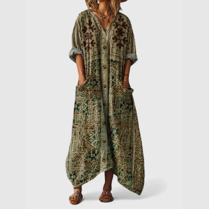 Alicia | | Boho Printed Maxi Dress
