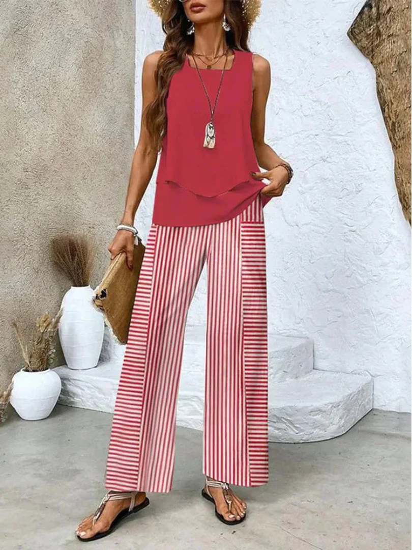 Ovelynra™ | Sleeveless Top and Wide Leg Pants