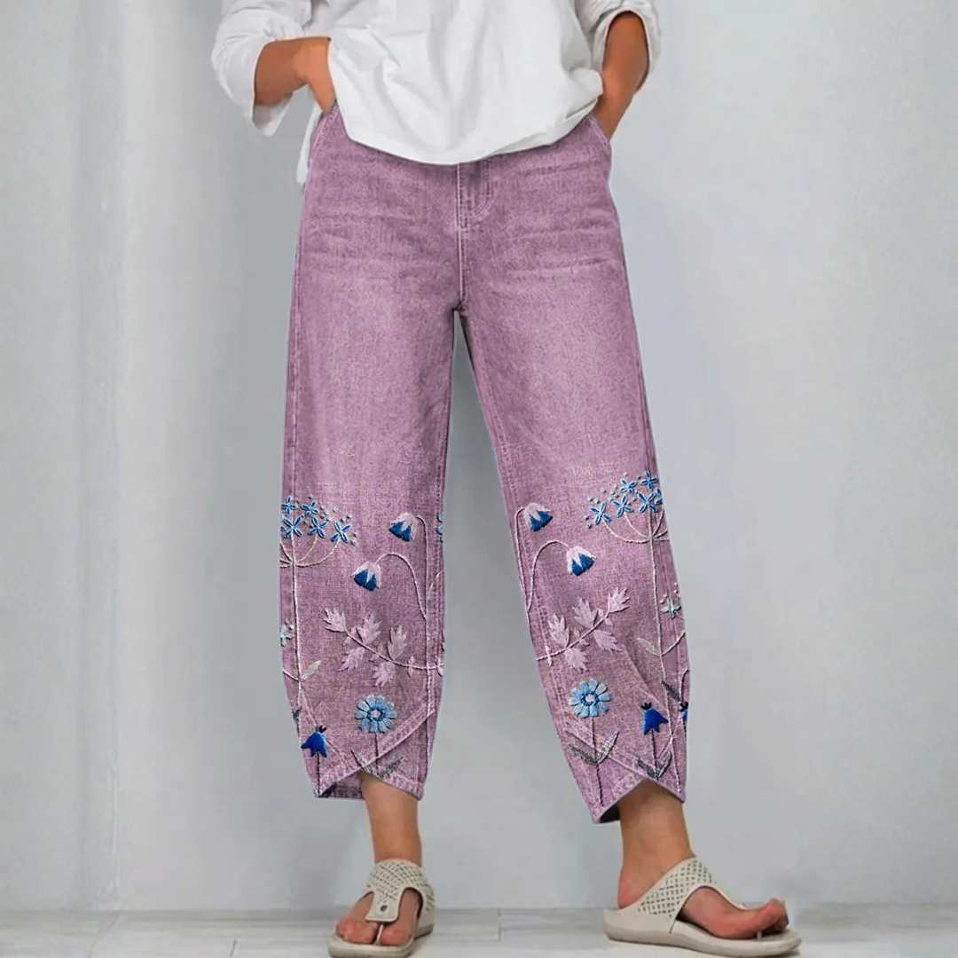 Kayla | Casual Embroidered Pants