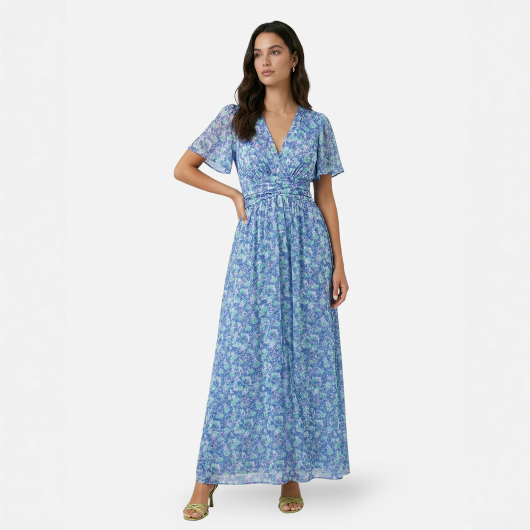Carly | Long Printed V-Neck Dress for Women