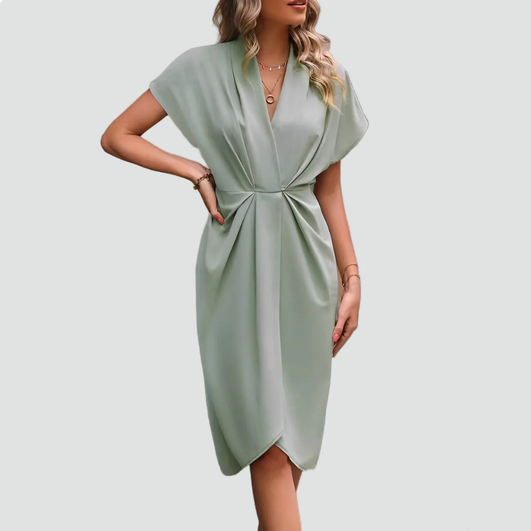 Mallory | Elegant women's wrap midi cocktail dress