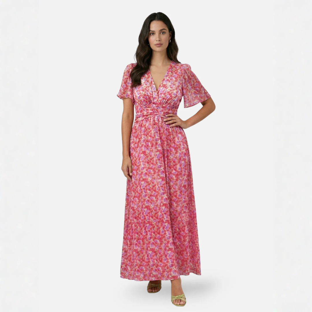 Carly | Long Printed V-Neck Dress for Women