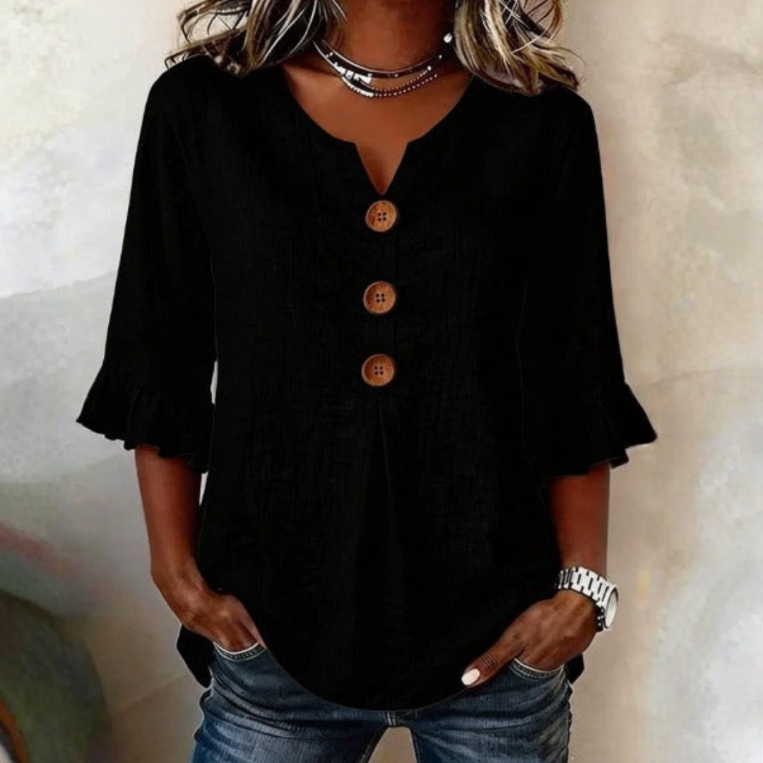 Maeve | Buttoned Ruffle Blouse