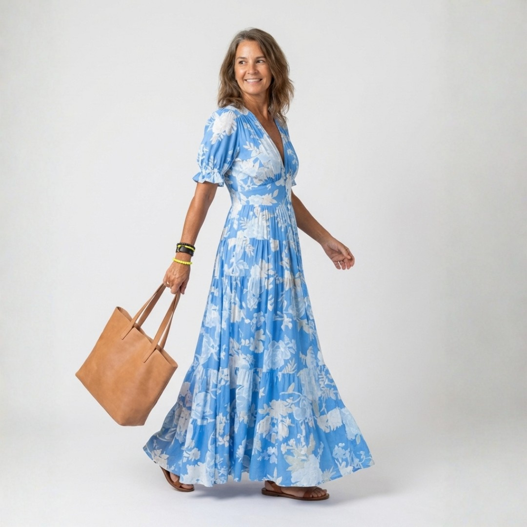 Ruby | Floral V-Neck Midi Dress