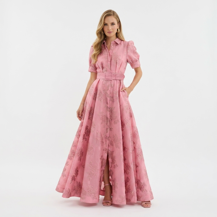 Eliza - Fuchsia dress with short sleeves
